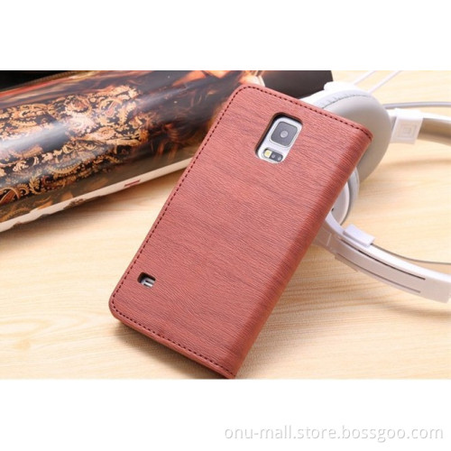 2015 Newest Wood Texture Wallet Flip Cover Leather Case for Samsung Galaxy S6